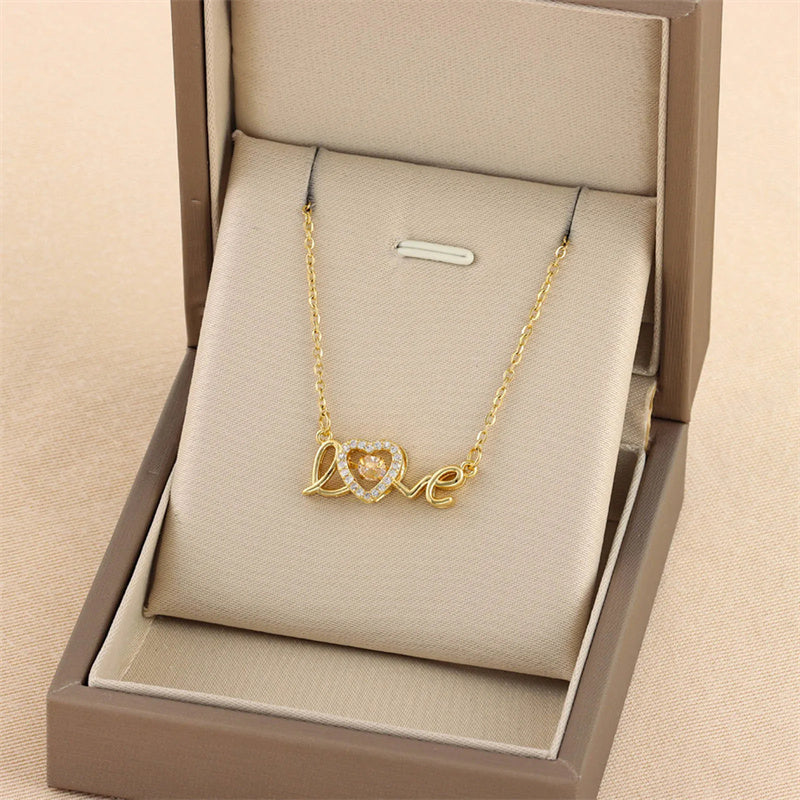 Elegant Love Letter Titanium Steel Necklace