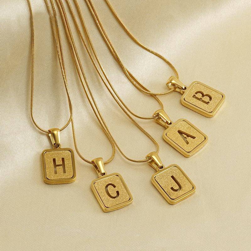 Personalized 18K Gold Plated Alphabet Necklace - Hollow Out Square Letter Pendant