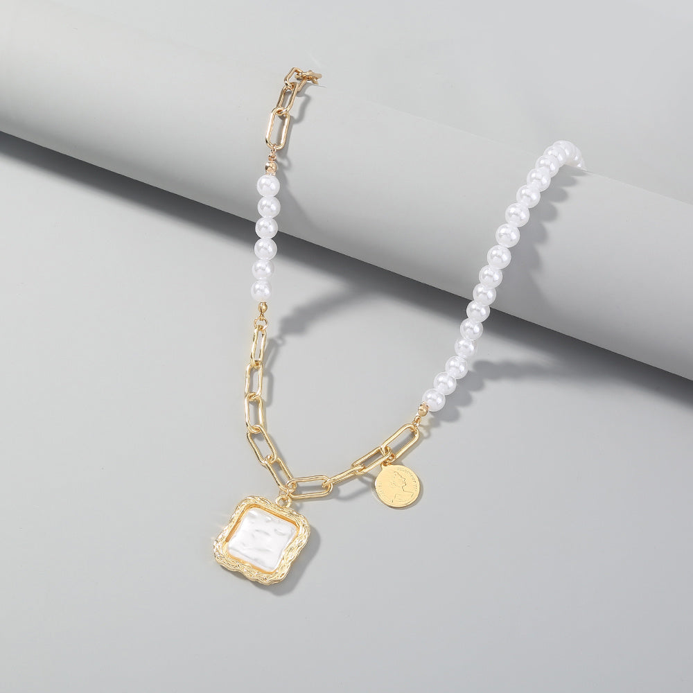 Faux Baroque Pearl Necklace - Gold Plated Resin & Zinc Alloy