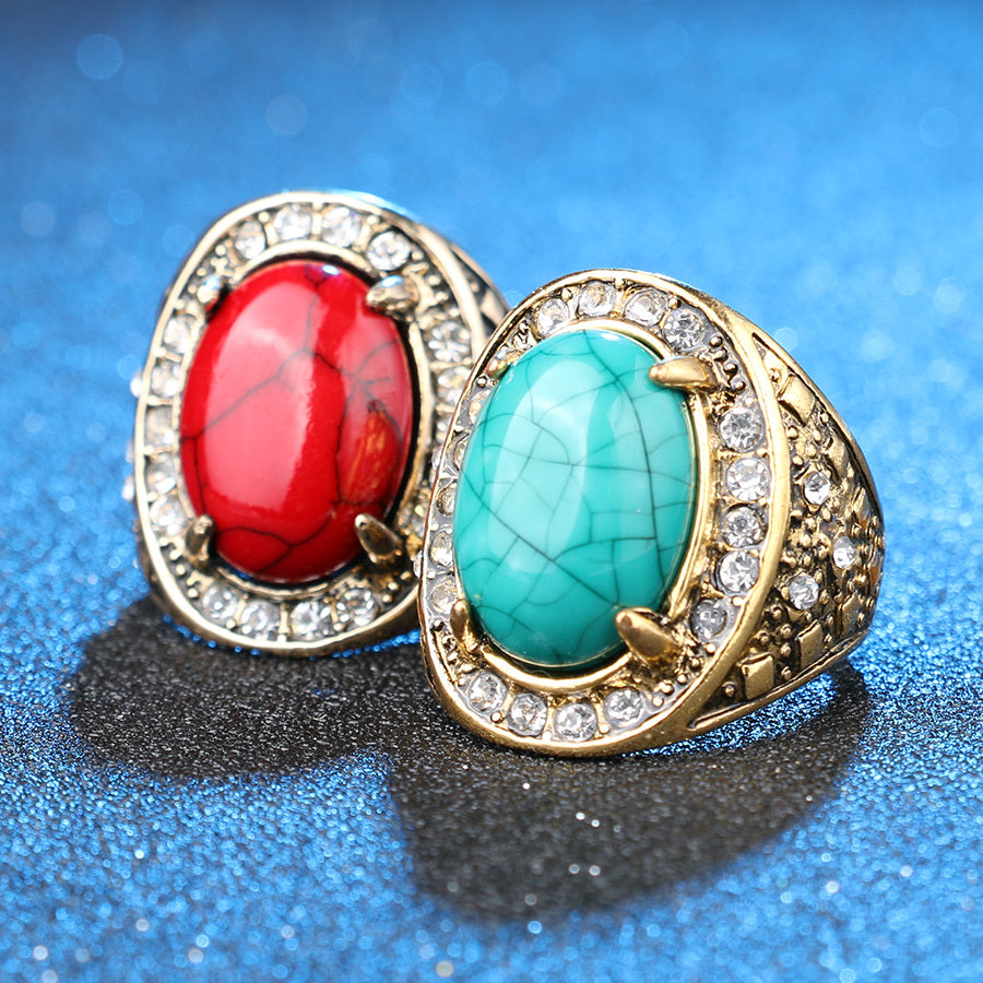 Luxury Bohemian Oval Stone Ring