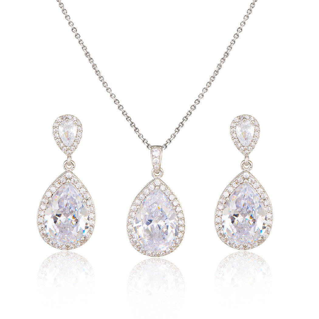 Graceful Zircon Water Drop Bridal Jewelry Set