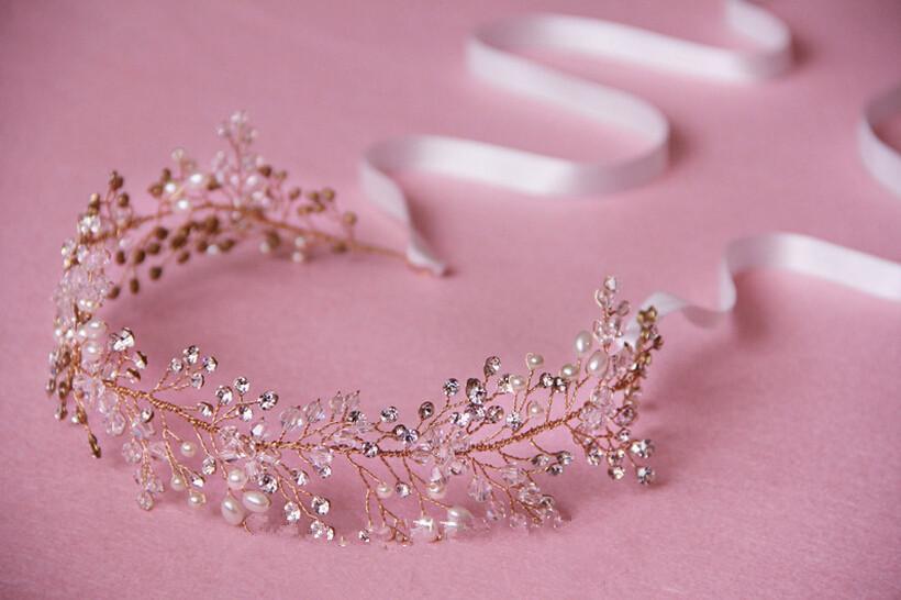 Exquisite Handmade Crystal Bridal Hair Hoop