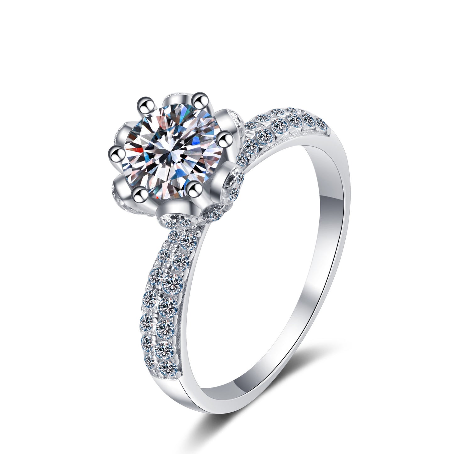 Sterling Silver Simulated Diamond Floral Ring