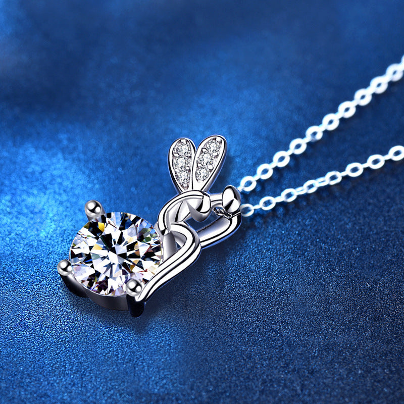 Sparkling Moissanite Flower Fairy Pendant Necklace 925 Sterling Silver