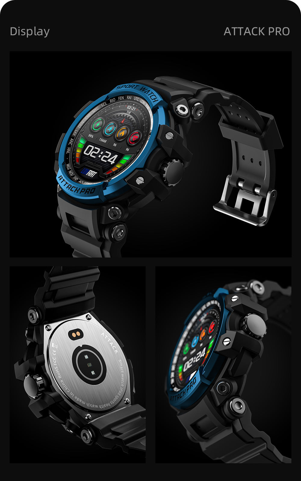 ATTACK Pro 1.32 inch BT5.1 Smart Sport Watch