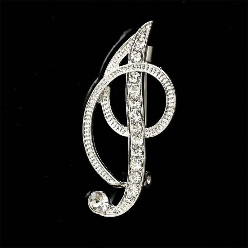 26 English Alphabet Brooch with Diamonds