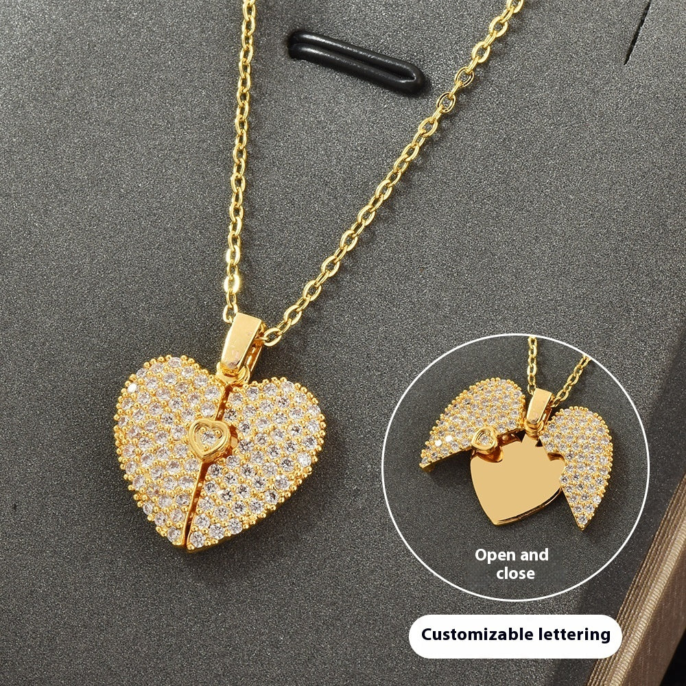 Personalized Zirconia Heart Locket Necklace