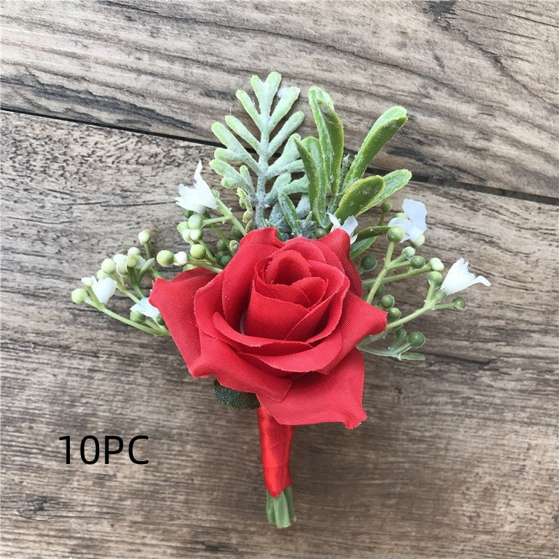 Fabric Rose Bride and Groom Corsage