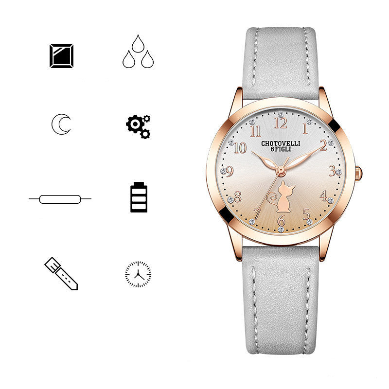 Kids' Rhinestone & Leather Quartz Watch