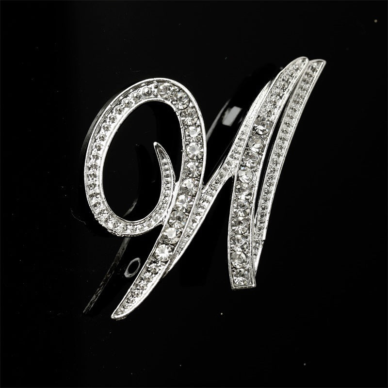 26 English Alphabet Brooch with Diamonds