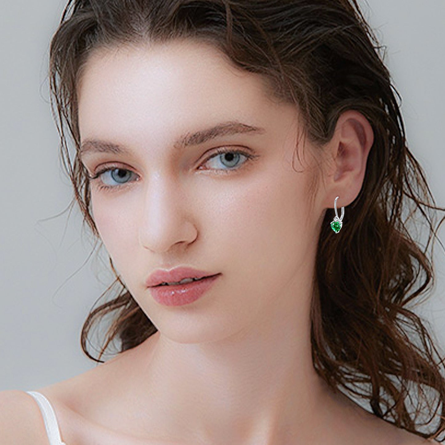 Dazzling Heart & Round Zirconia Sterling Silver Earrings
