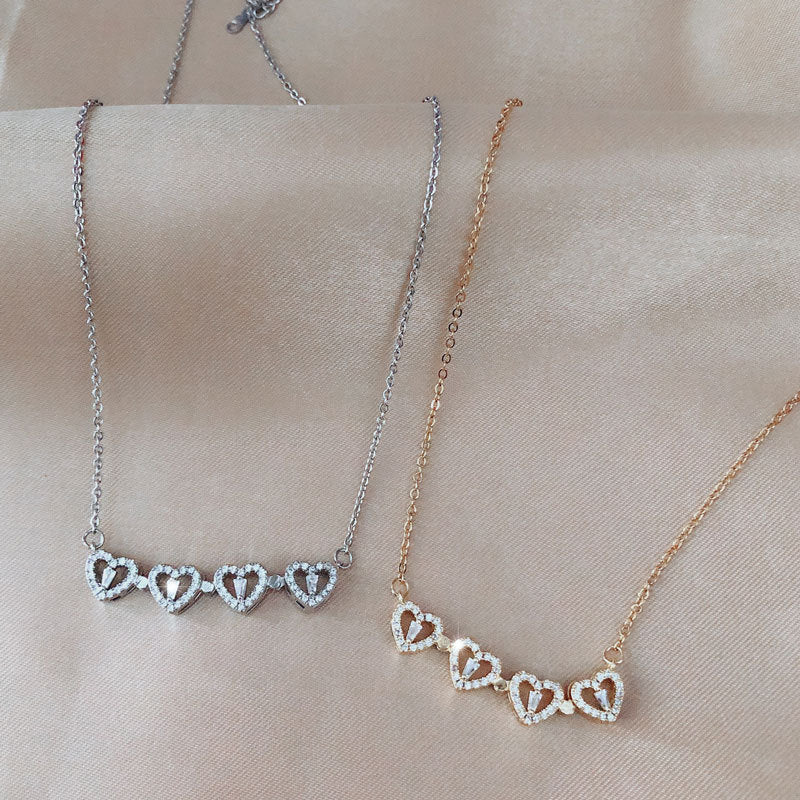Magnetic Folding Heart-Shaped Four-Leaf Clover Pendant Necklace