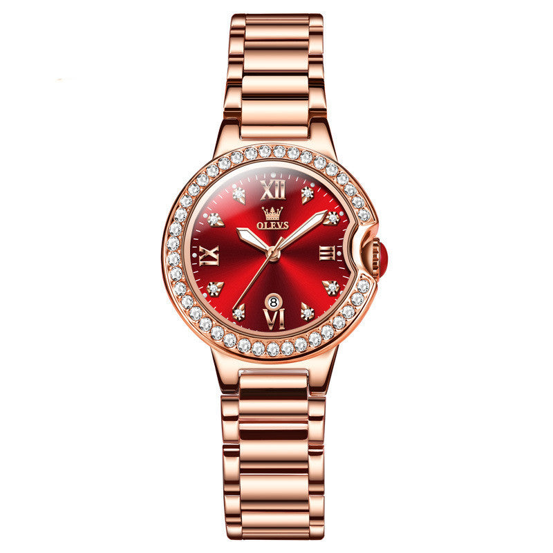 Elegant Rose Gold & Steel Ladies' Waterproof Watch