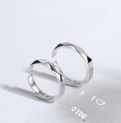 Adjustable Sterling Silver Light Projection Couple Rings