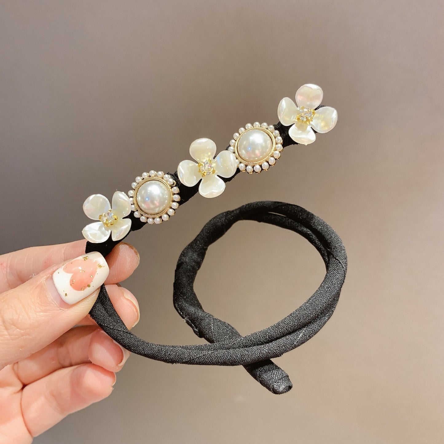 Trendy Pearl and Diamond Braided Hairpin