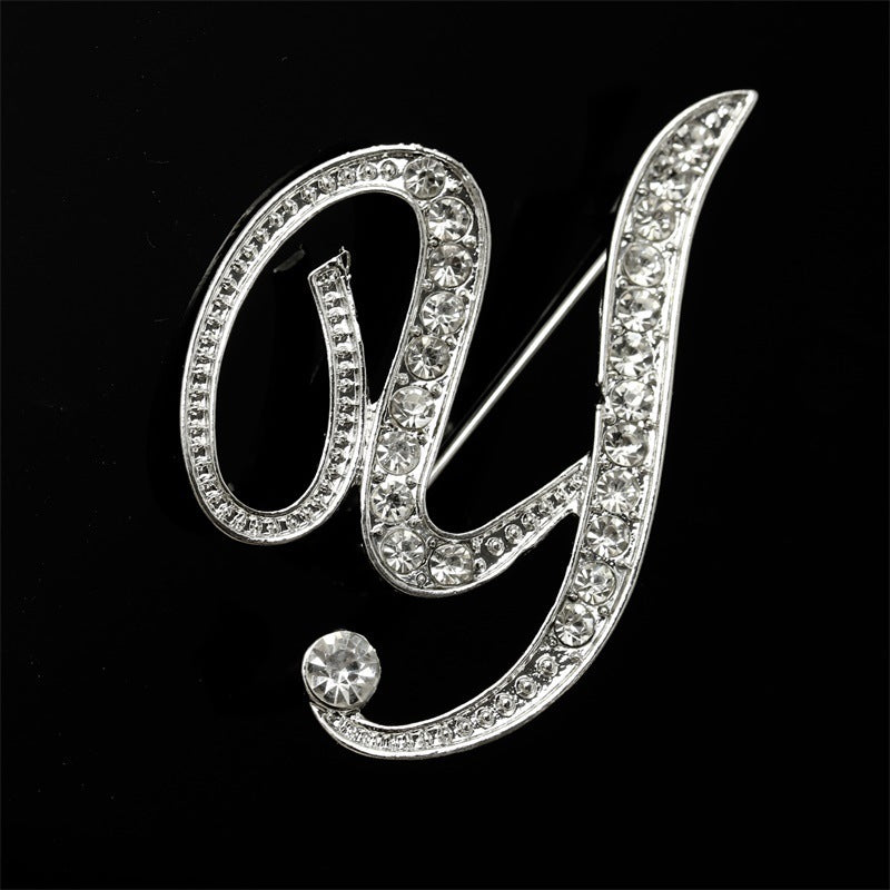 26 English Alphabet Brooch with Diamonds