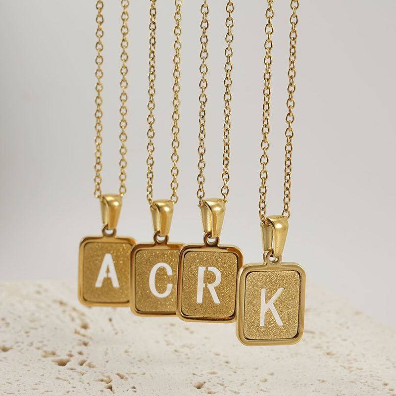 Personalized 18K Gold Plated Alphabet Necklace - Hollow Out Square Letter Pendant
