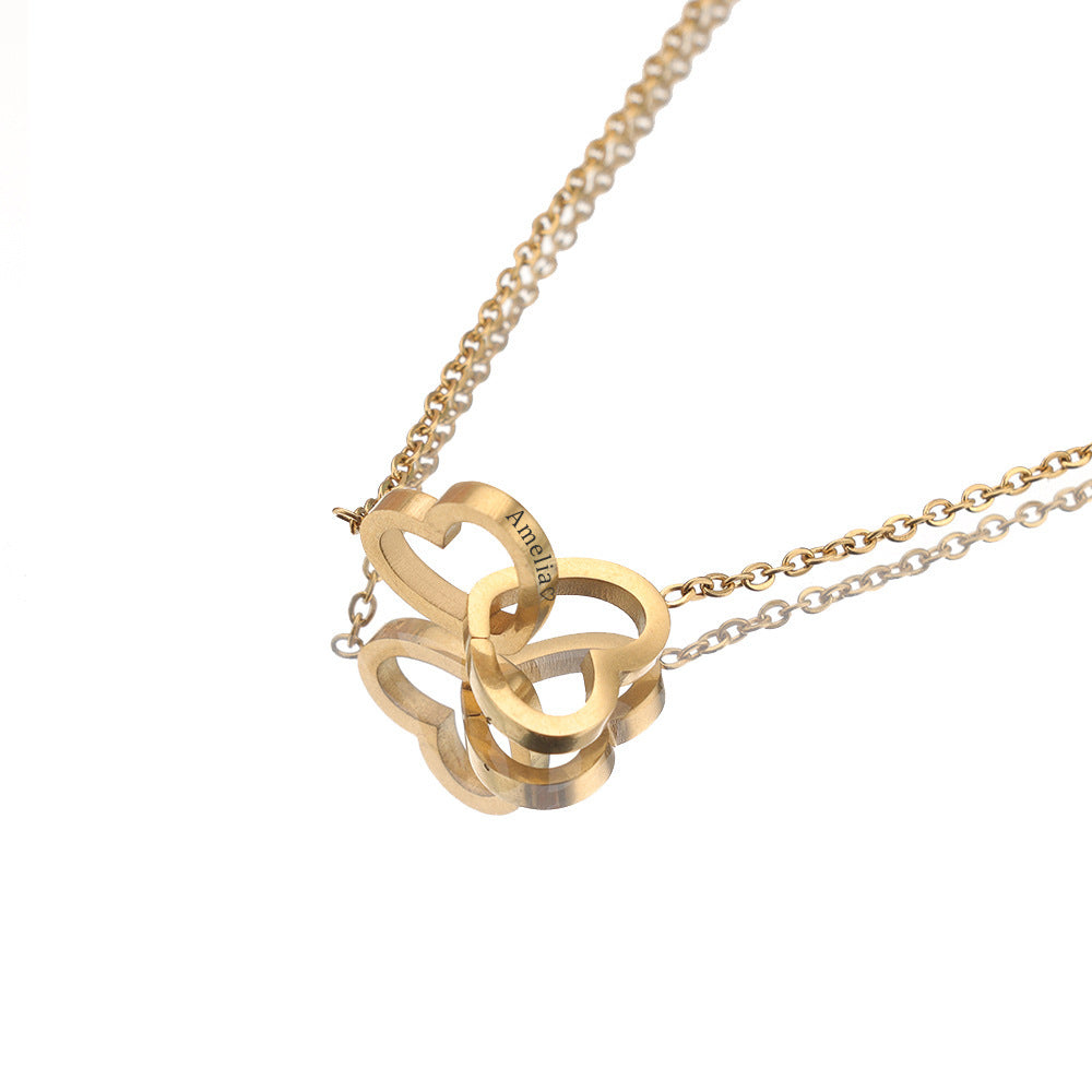 Forever Double Heart Custom Name Necklace