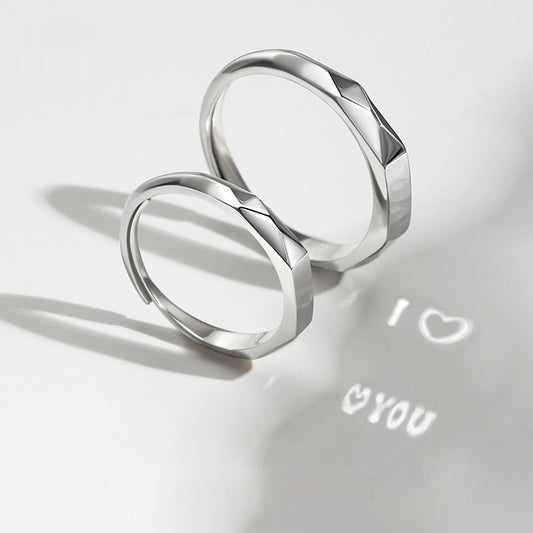 Adjustable Sterling Silver Light Projection Couple Rings