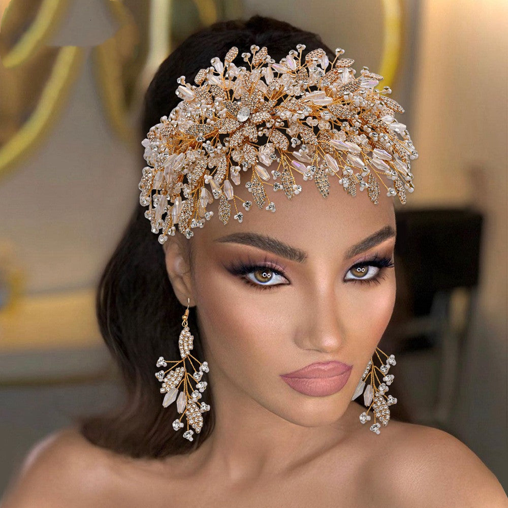 Opulent Gold Exaggerated Bridal Headpiece Set