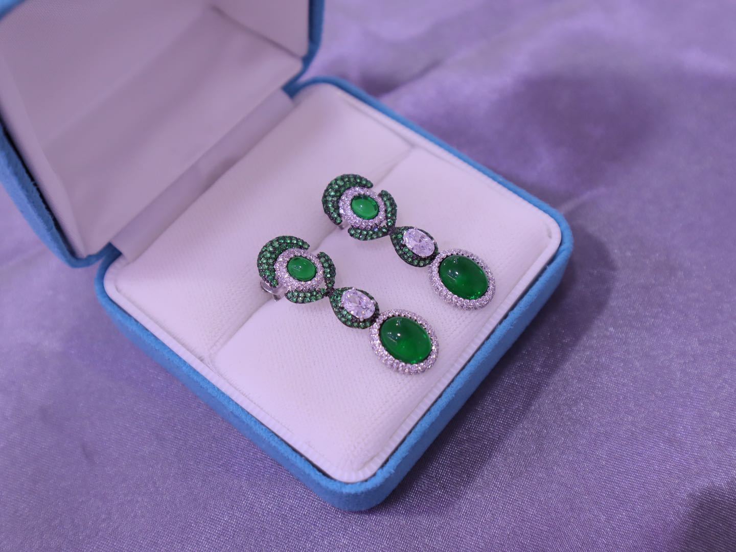 Vintage-Inspired Sterling Silver Floral & Faux Emerald Earrings