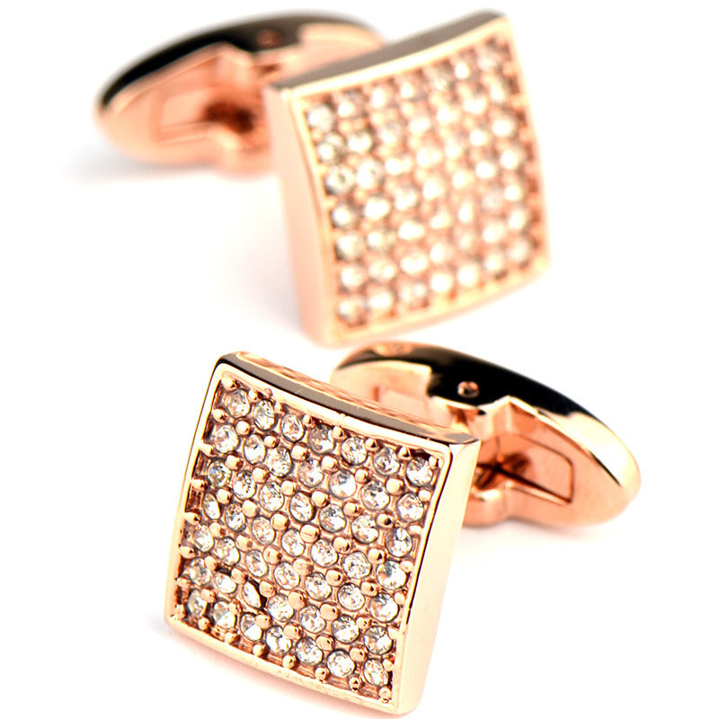 Full Diamond Precision Rose Gold French Cufflinks