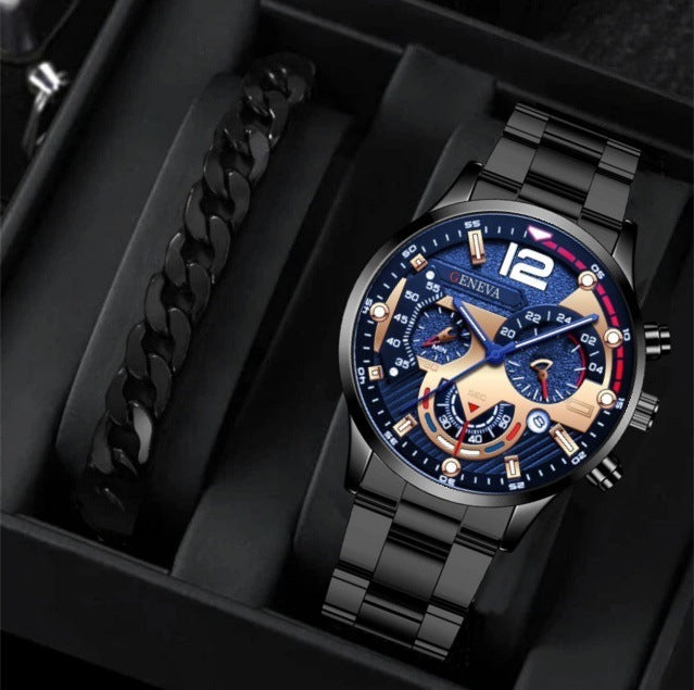 Men's Business Quartz Watch & Bracelet Set