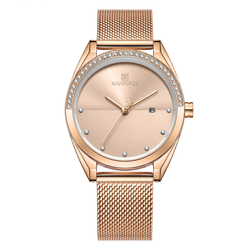 Elegant Waterproof Quartz Watch for Women with Calendar