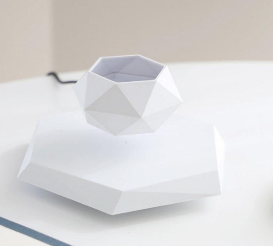 Floating Magnetic Levitating Flower Pot - Hexagonal Wood Grain