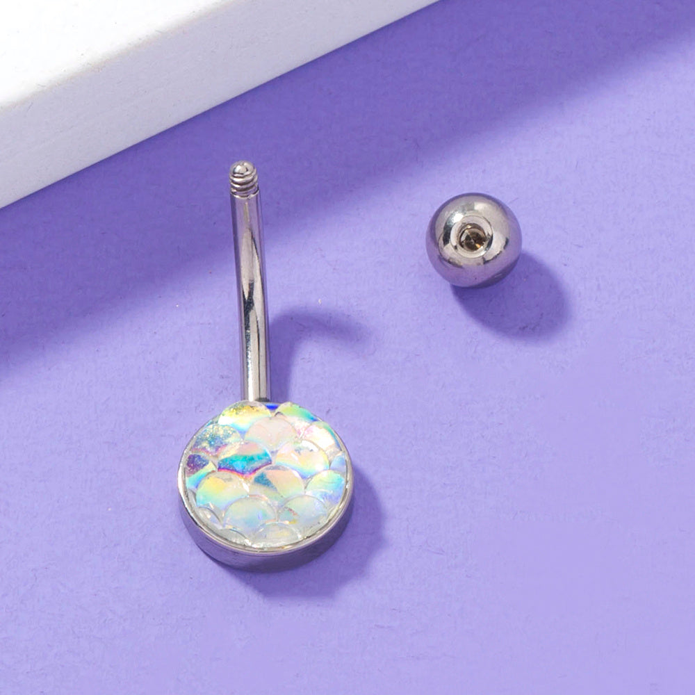 Mermaid Scale Zircon Belly Button Ring