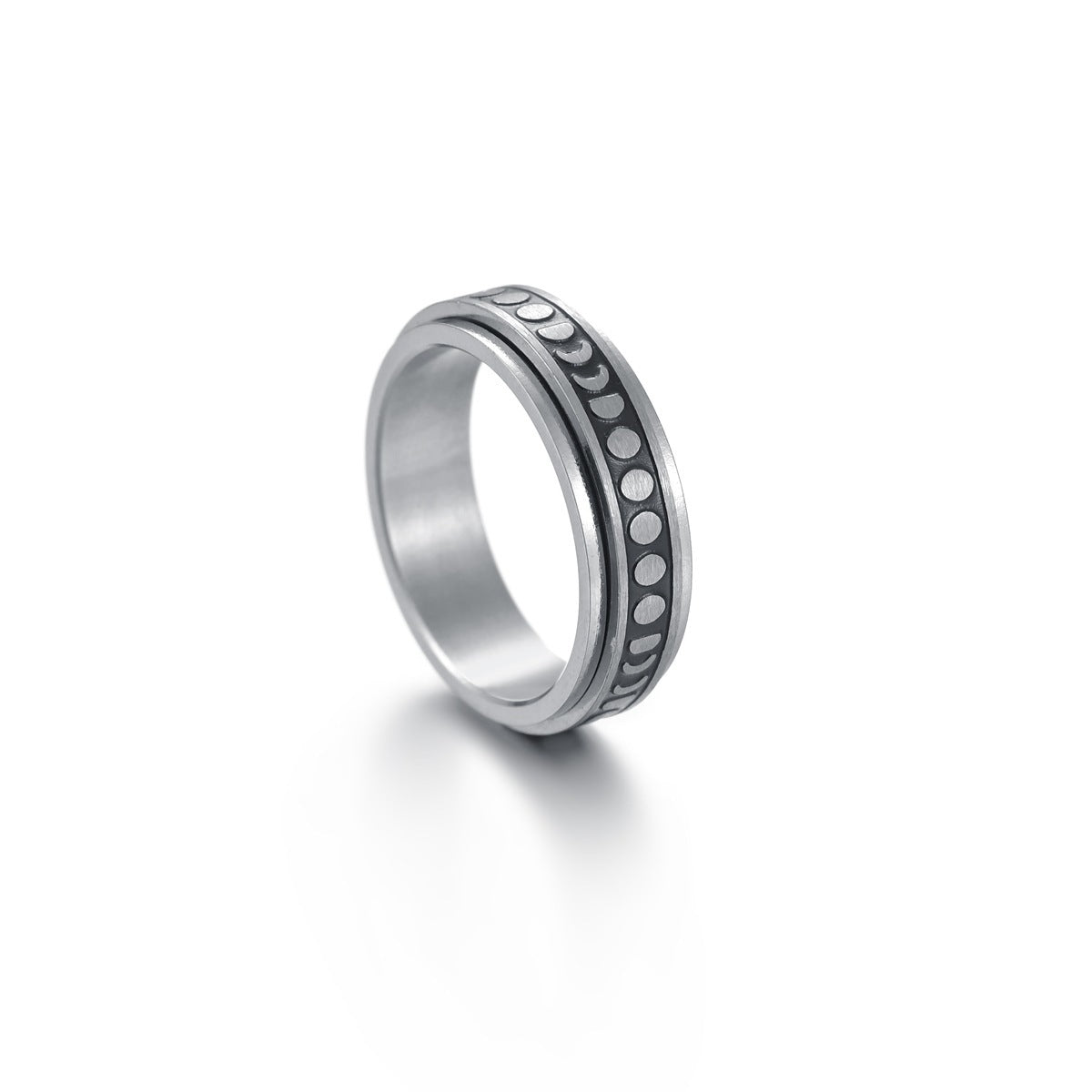 Rotatable Titanium Steel Star and Moon Ring