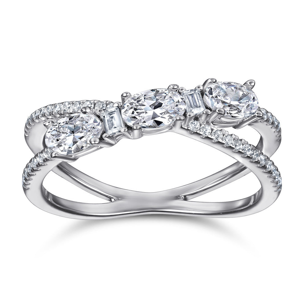 Rotating Cross Zircon Engagement Ring