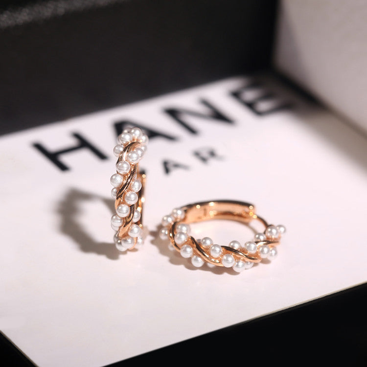 Women's Luxury Rice Pearl Hoop Earrings