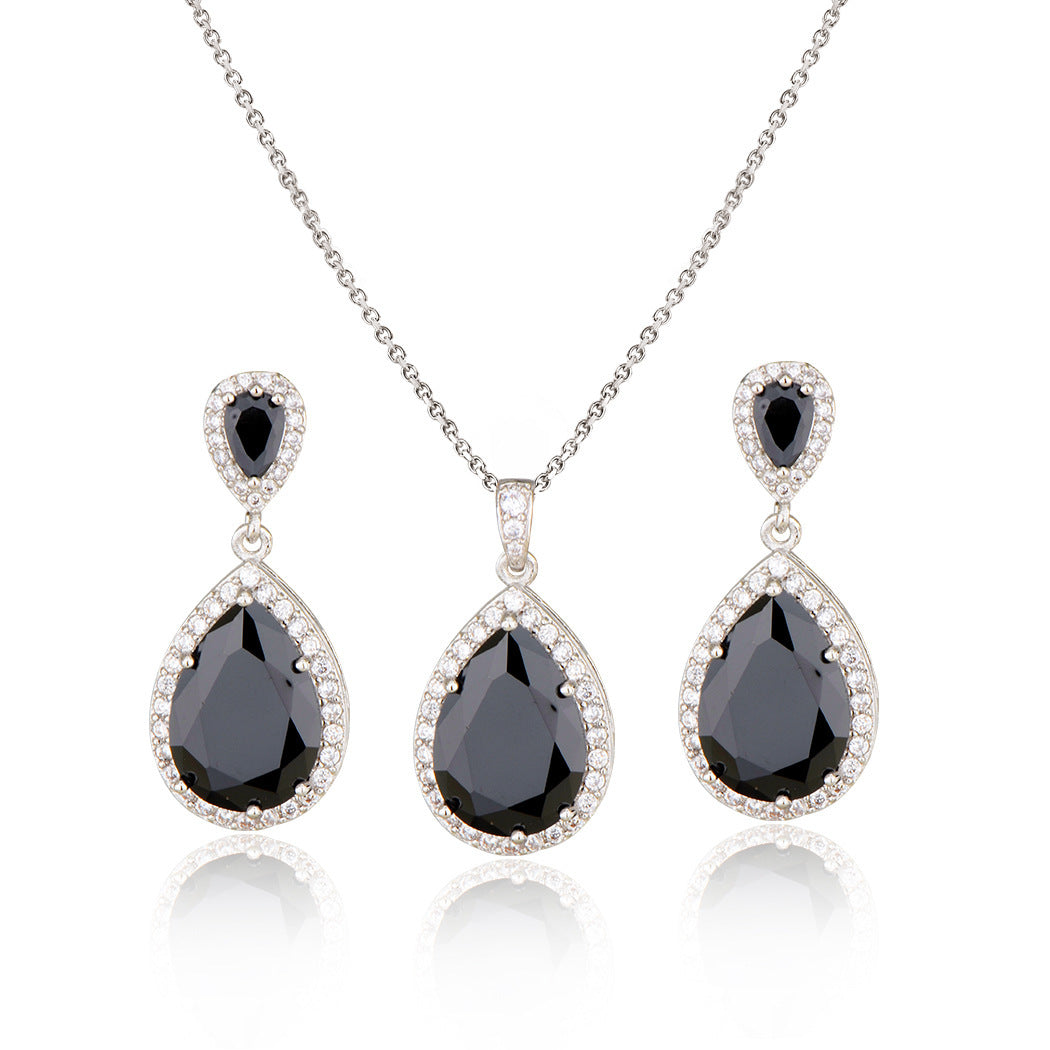 Graceful Zircon Water Drop Bridal Jewelry Set