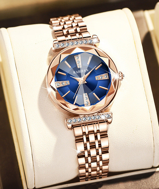 Women's Elegant Diamond-Accent Waterproof Steel Watch