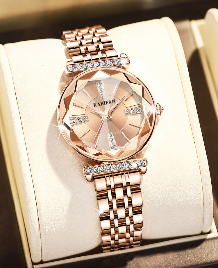 Women's Elegant Diamond-Accent Waterproof Steel Watch