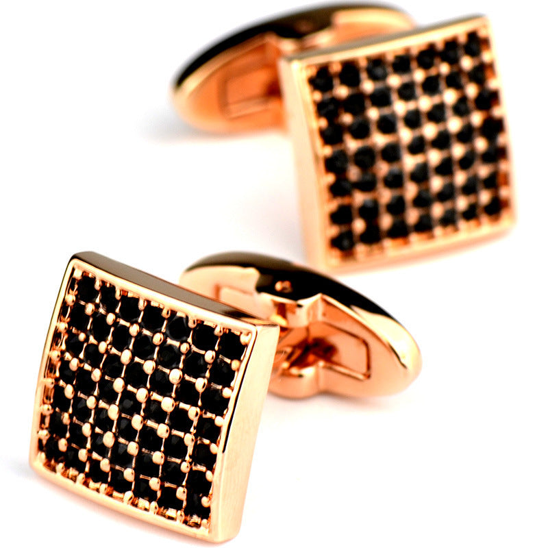 Full Diamond Precision Rose Gold French Cufflinks