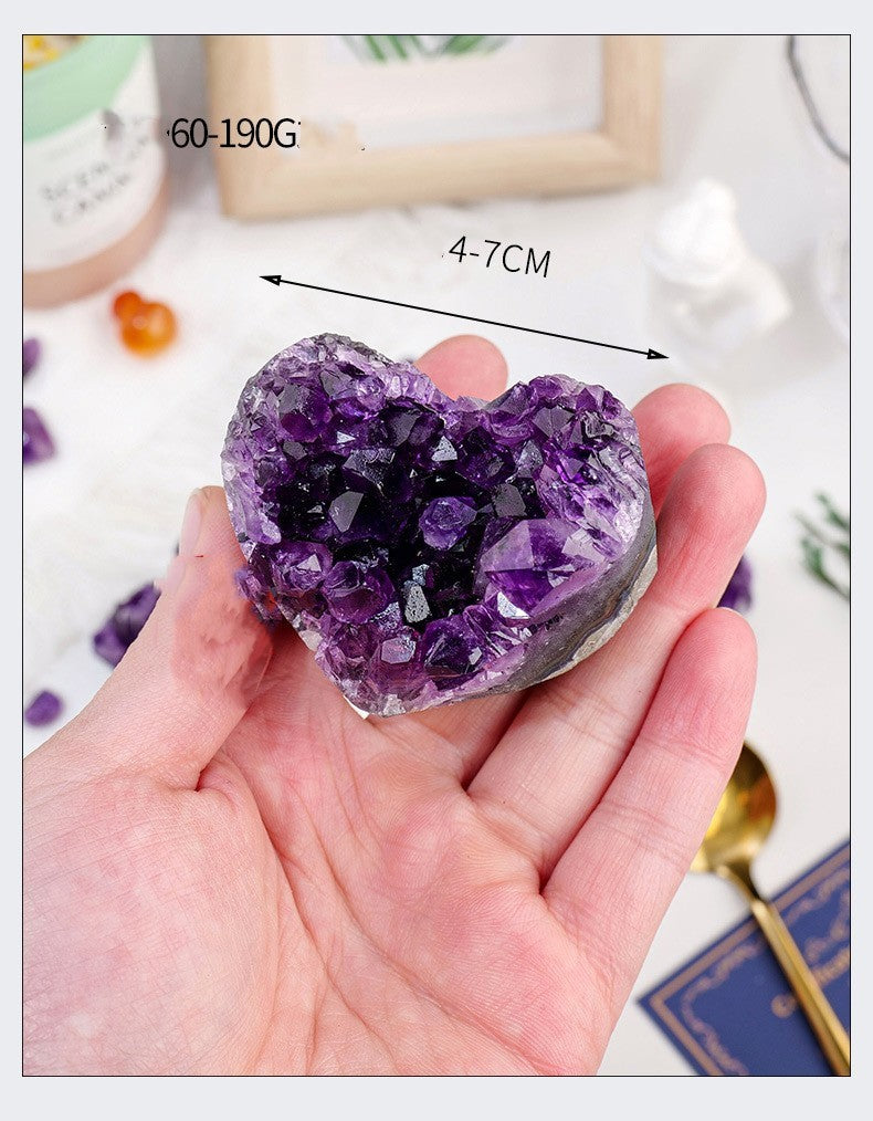 Amethyst Cluster Heart Raw Stone Ornament