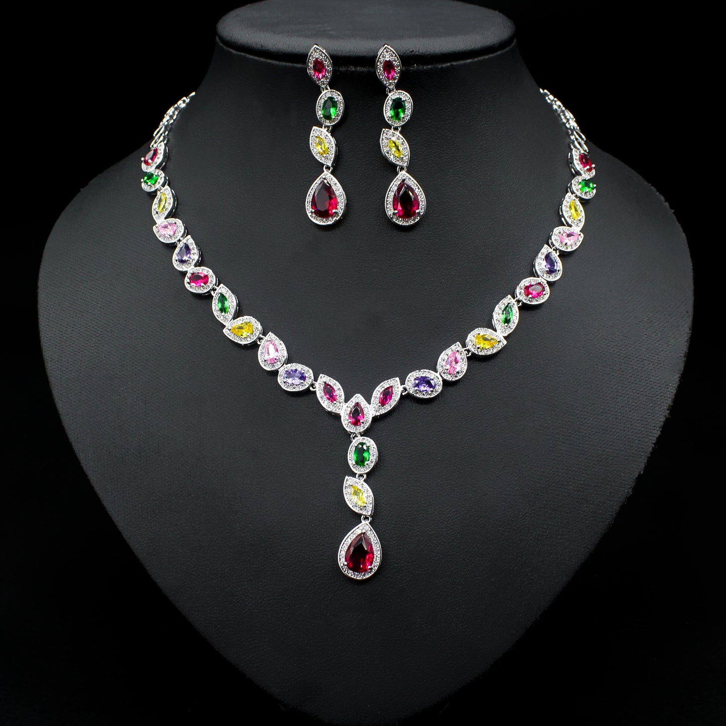 Colorful Zircon Bridal Jewelry Set