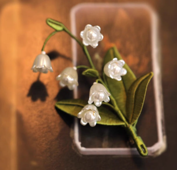 Vintage Corsage Coat Accessories with Handmade Lily of the Valley Wrapped Pins