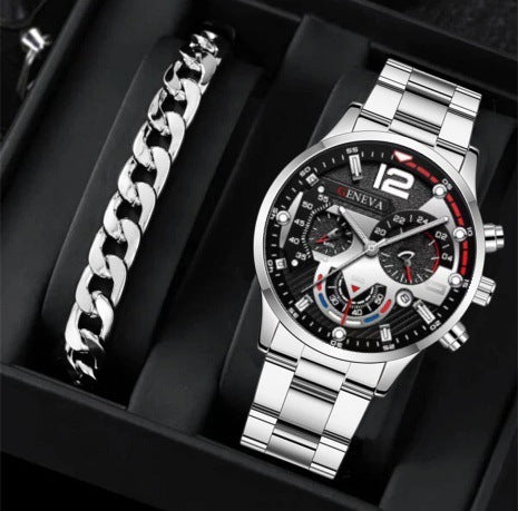 Men's Business Quartz Watch & Bracelet Set
