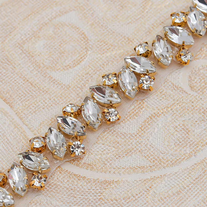 Rhinestone Applique Wedding Dress Waist Belt