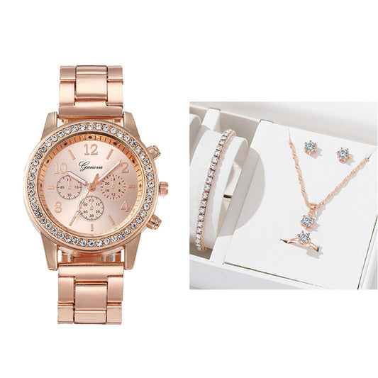 Elegant Women's Quartz Diamond Watch Suit