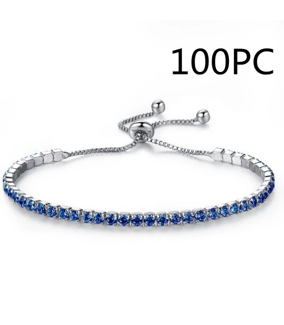 Adjustable Tennis Bracelet 925 Sterling Silver 5A Cubic Zirconia