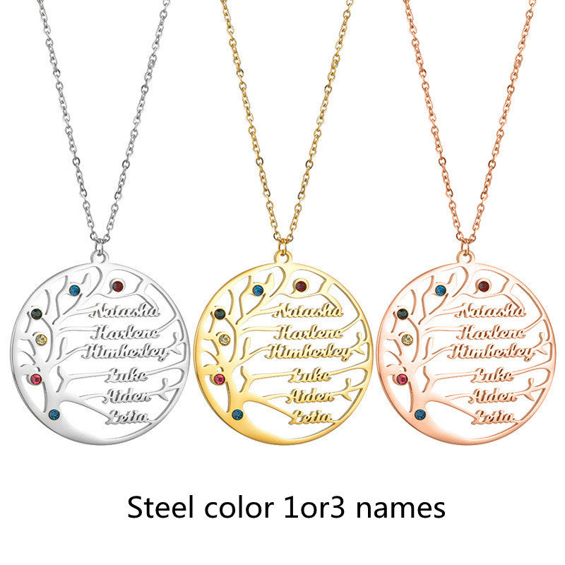 Personalized Golden Tree of Life Name Necklace