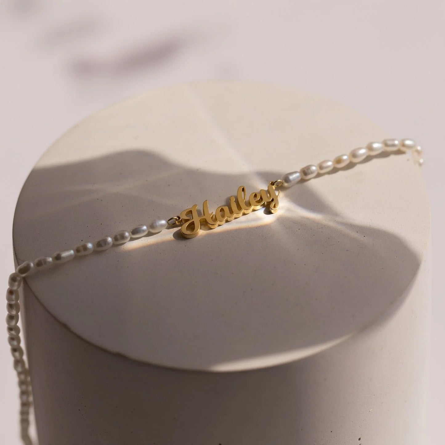 Personalized Nameplate and Pearl Necklace