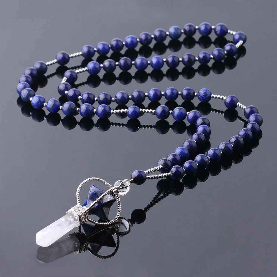 Natural Crystal Column Pendant Necklace - Unisex Stone Healing Jewelry