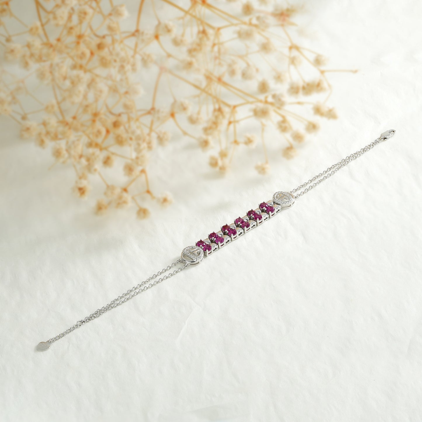 Amethyst Heart Sterling Silver Bracelet