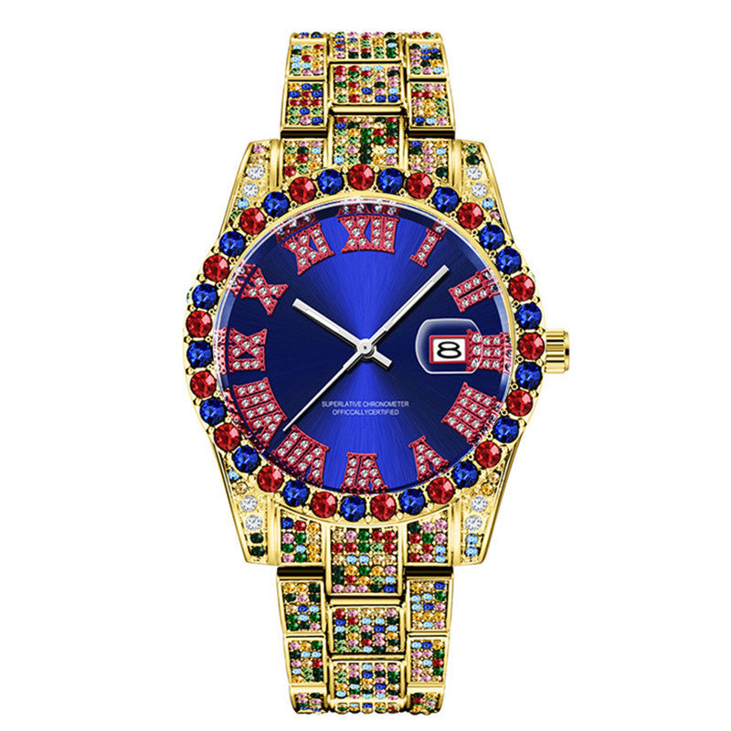 Vibrant Diamond Accent Hip Hop Watch