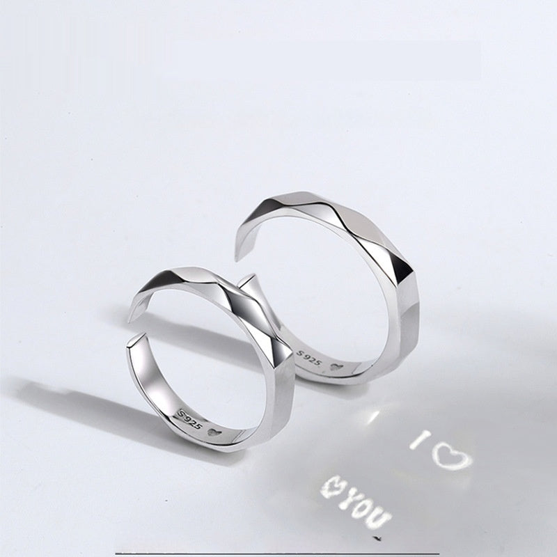 Adjustable Sterling Silver Light Projection Couple Rings